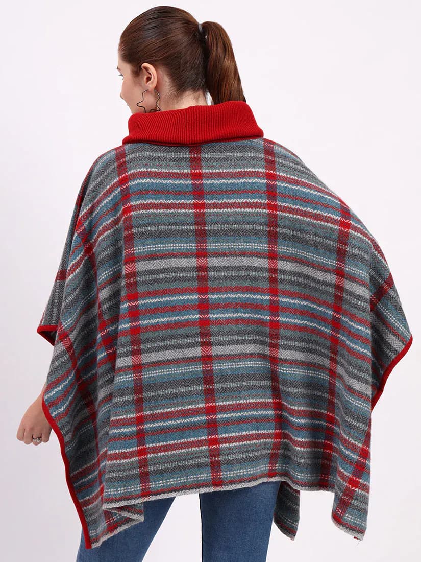 Heathermoor Crimson Stripe Poncho