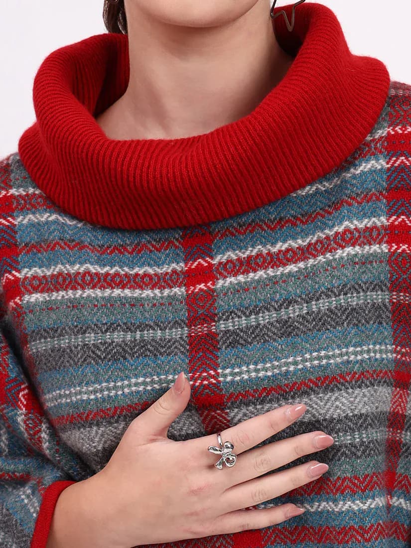  Heathermoor Crimson Stripe Poncho