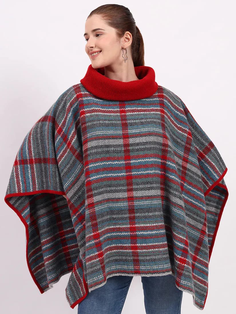  Heathermoor Crimson Stripe Poncho