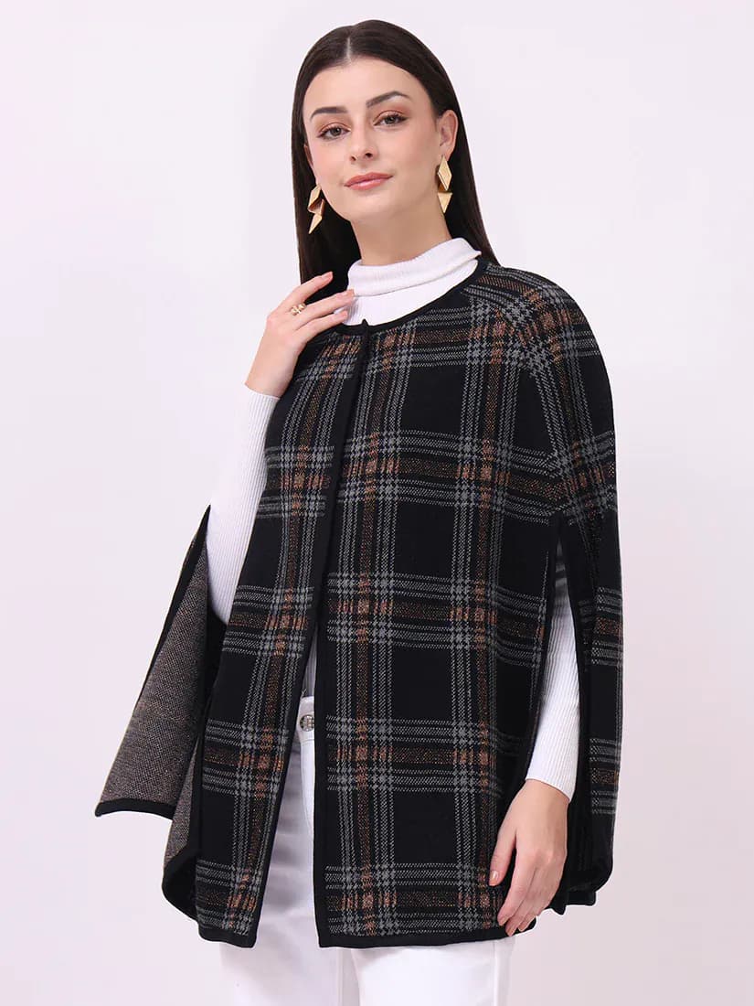  Highland Noir Check Cloak