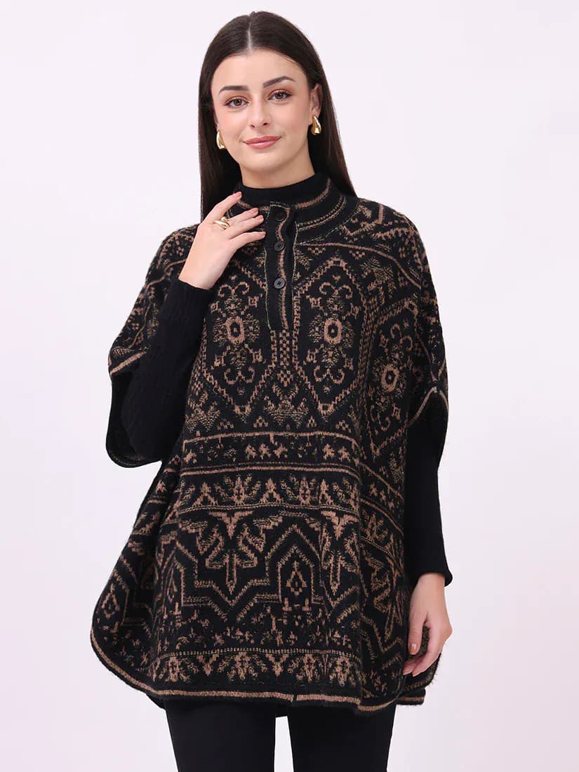 Ebony Tapestry Poncho