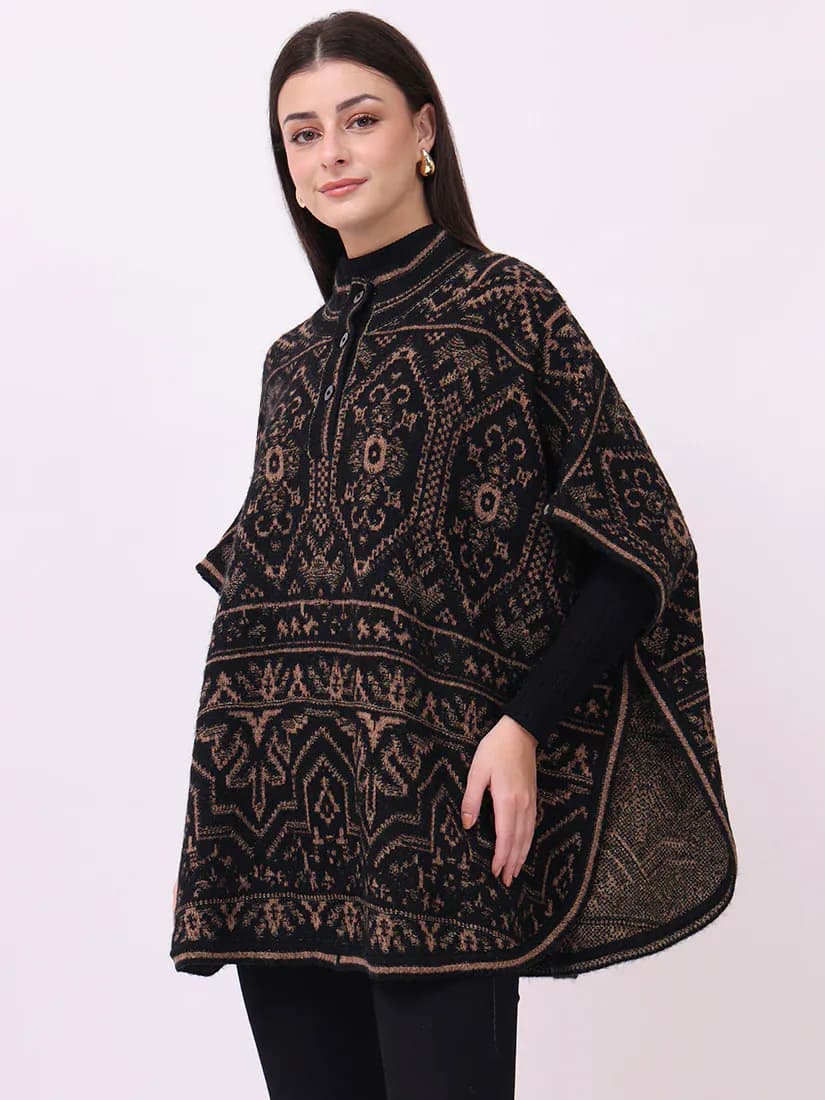 Ebony Tapestry Poncho