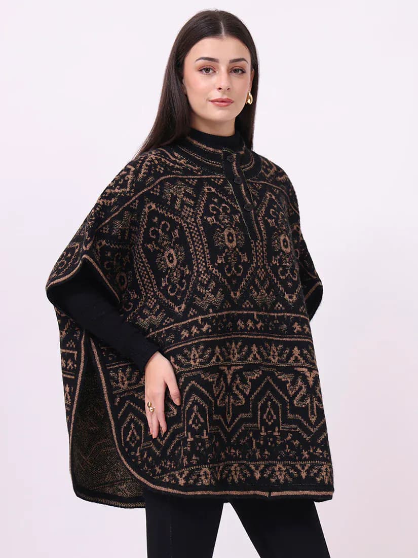 Ebony Tapestry Poncho