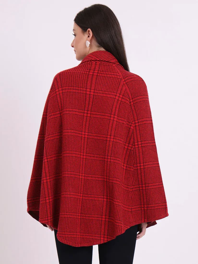  Crimson Plaid Poncho