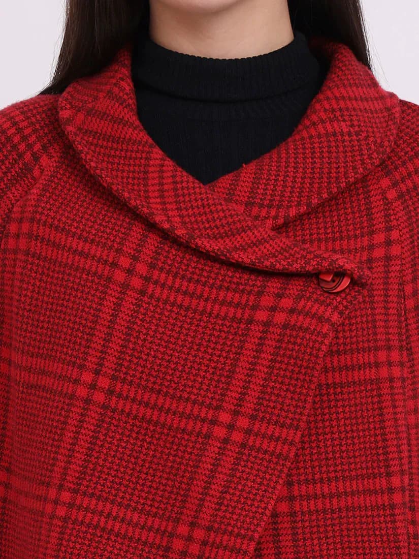  Crimson Plaid Poncho