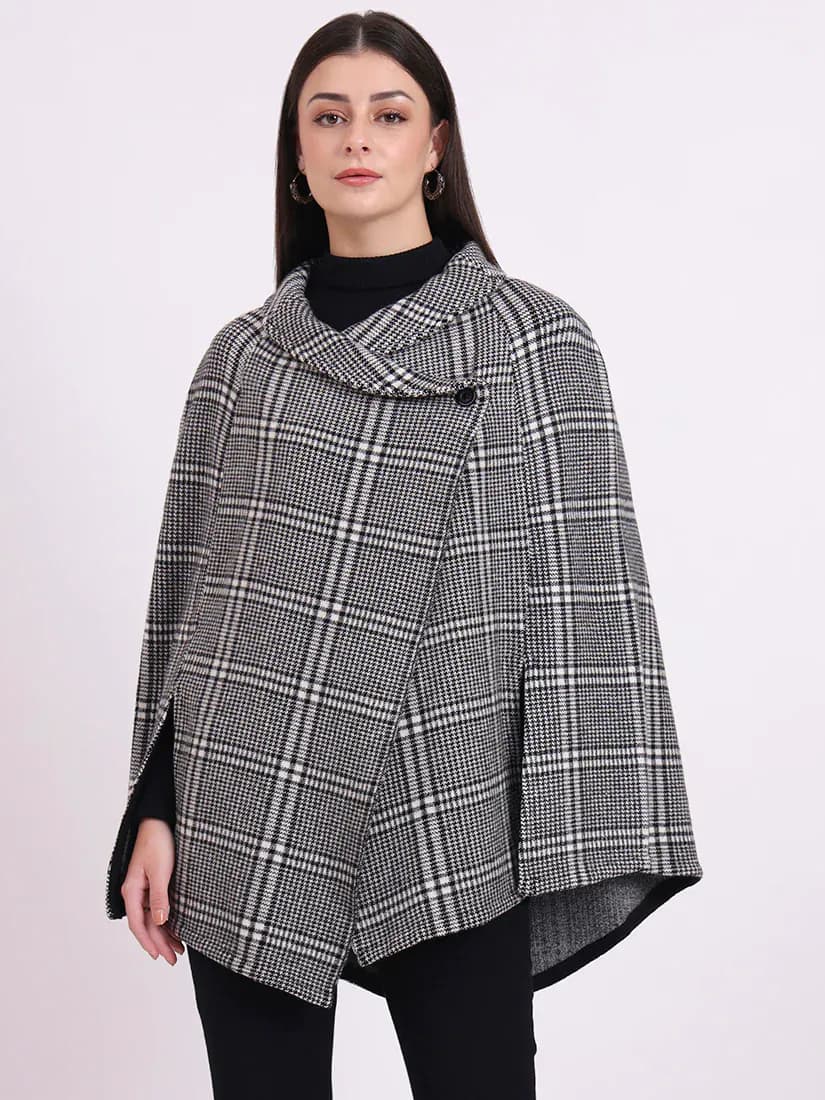 Onyx Check Poncho