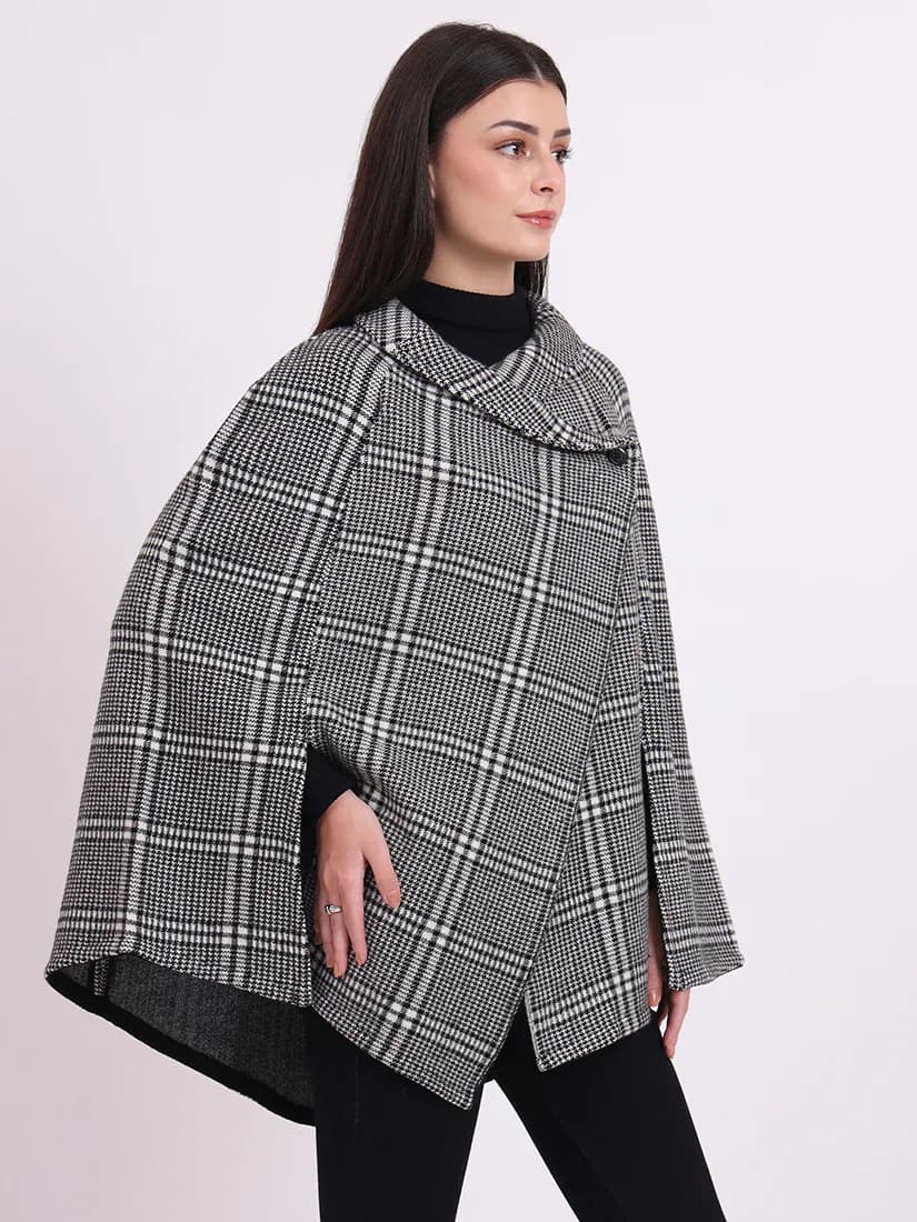 Onyx Check Poncho