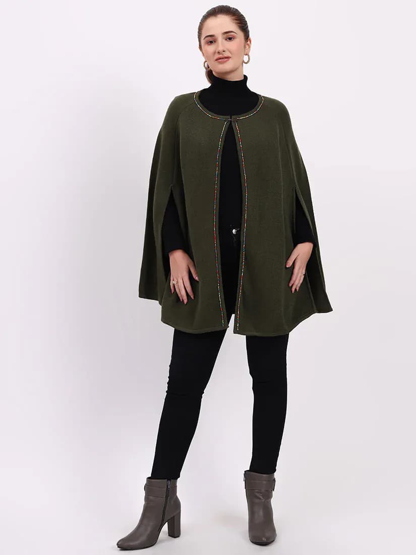 Olive Monarch Poncho
