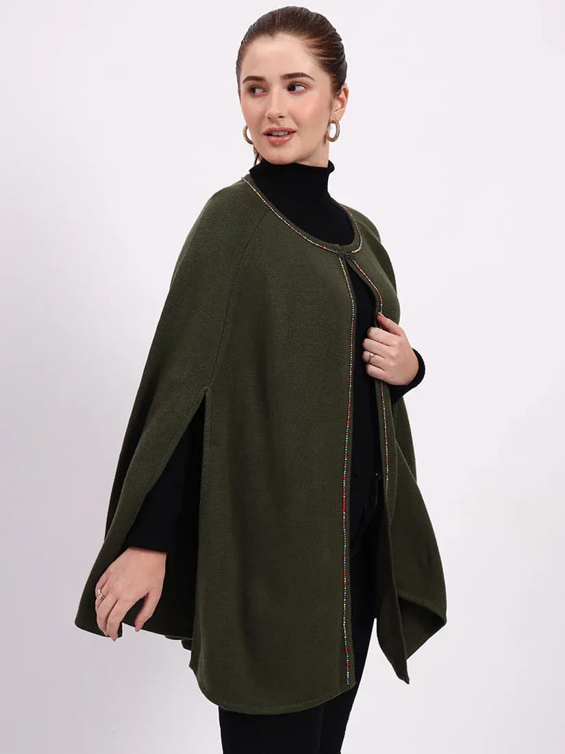 Olive Monarch Poncho