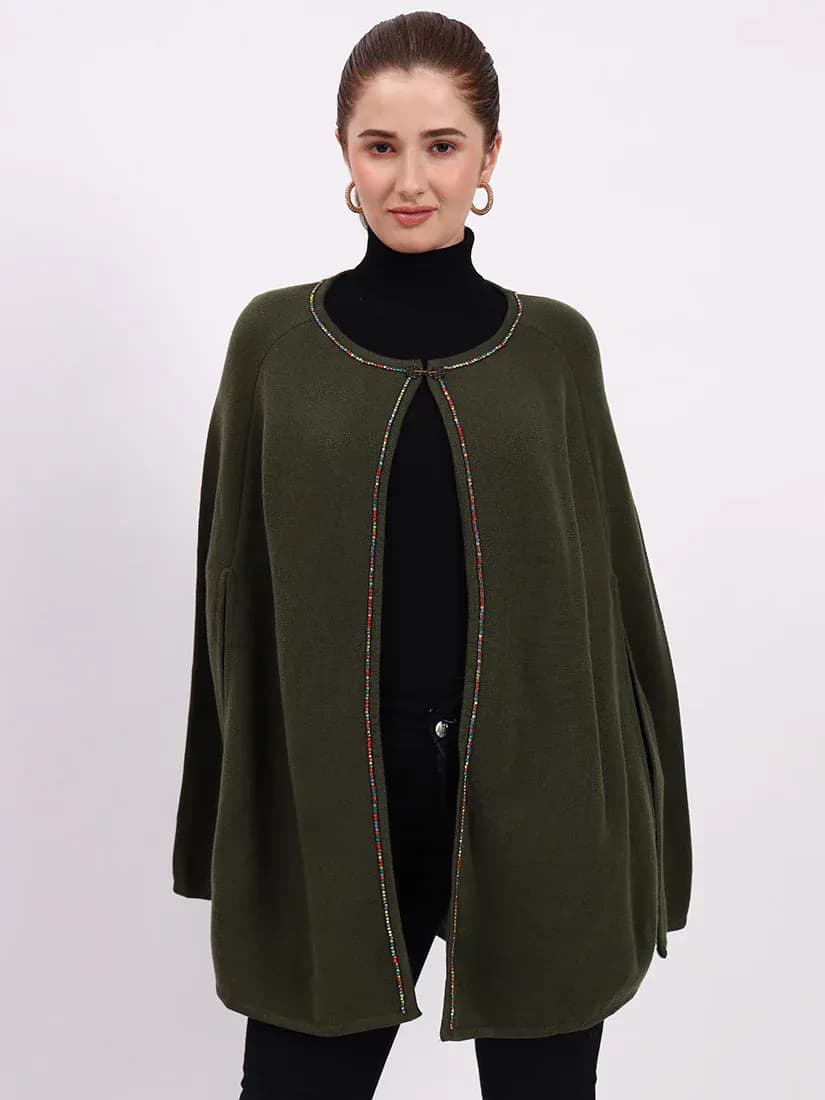 Olive Monarch Poncho