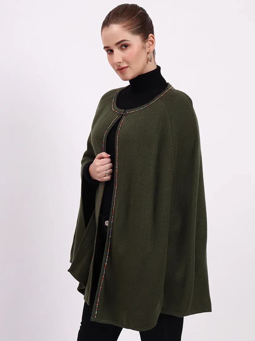 Olive Monarch Poncho