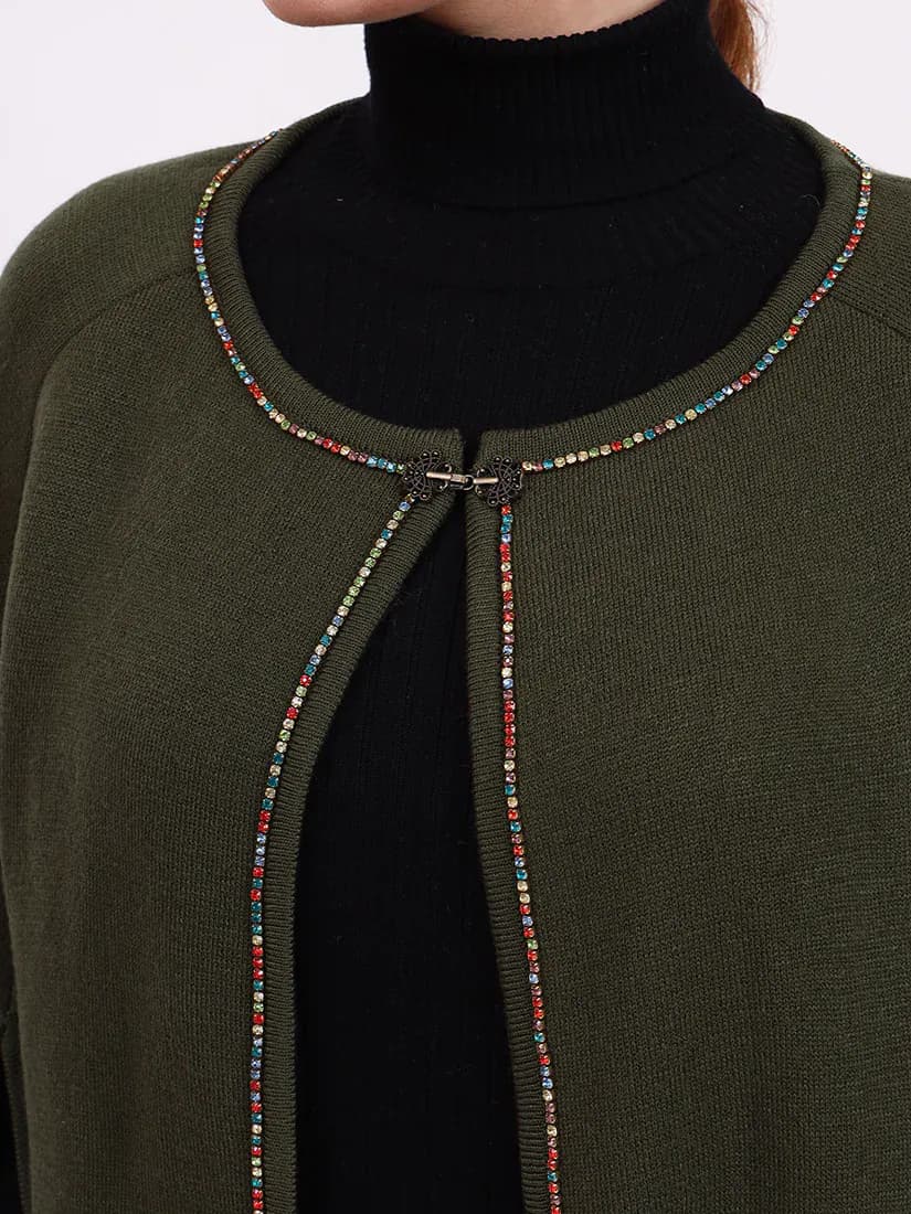 Olive Monarch Poncho