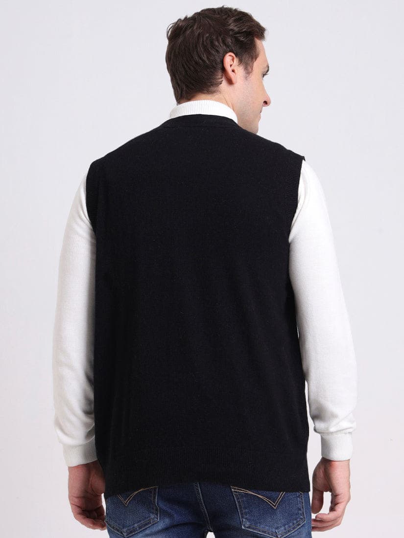  Ebony Crest Sleeveless Cardigan