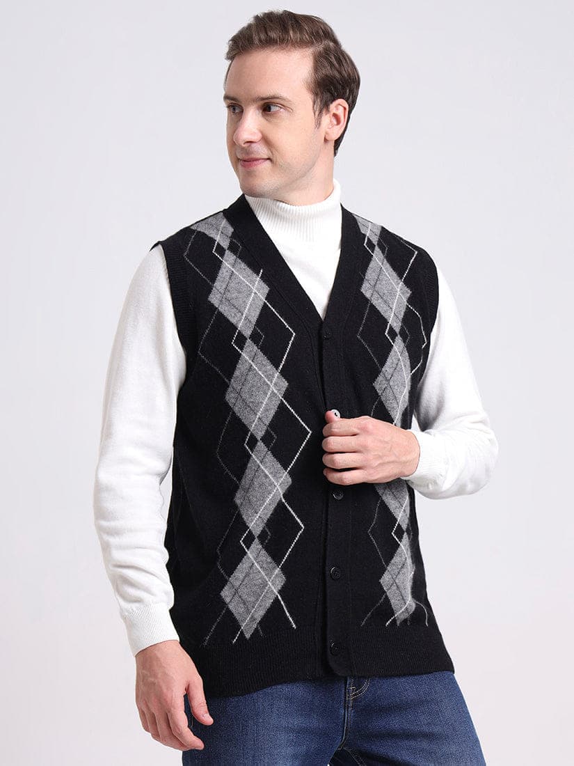  Ebony Crest Sleeveless Cardigan