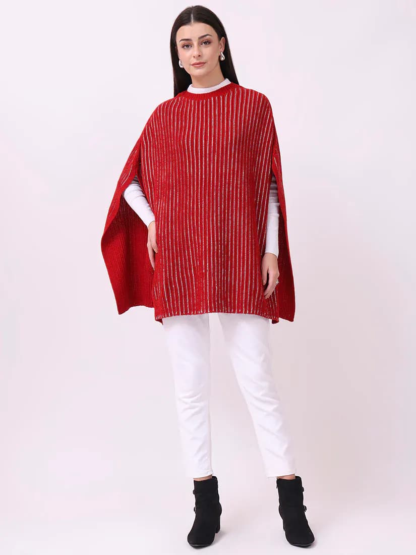  Crimson Veil Poncho