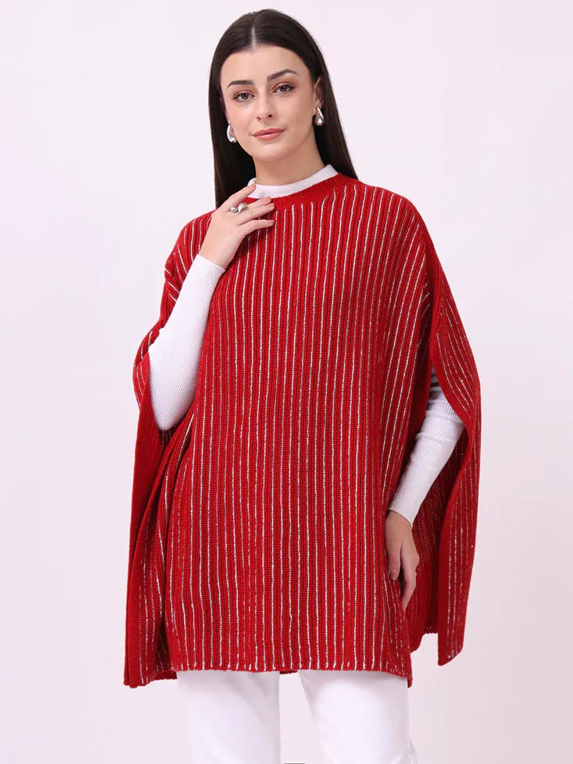  Crimson Veil Poncho