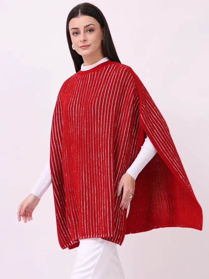  Crimson Veil Poncho