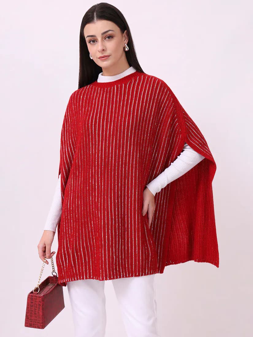  Crimson Veil Poncho