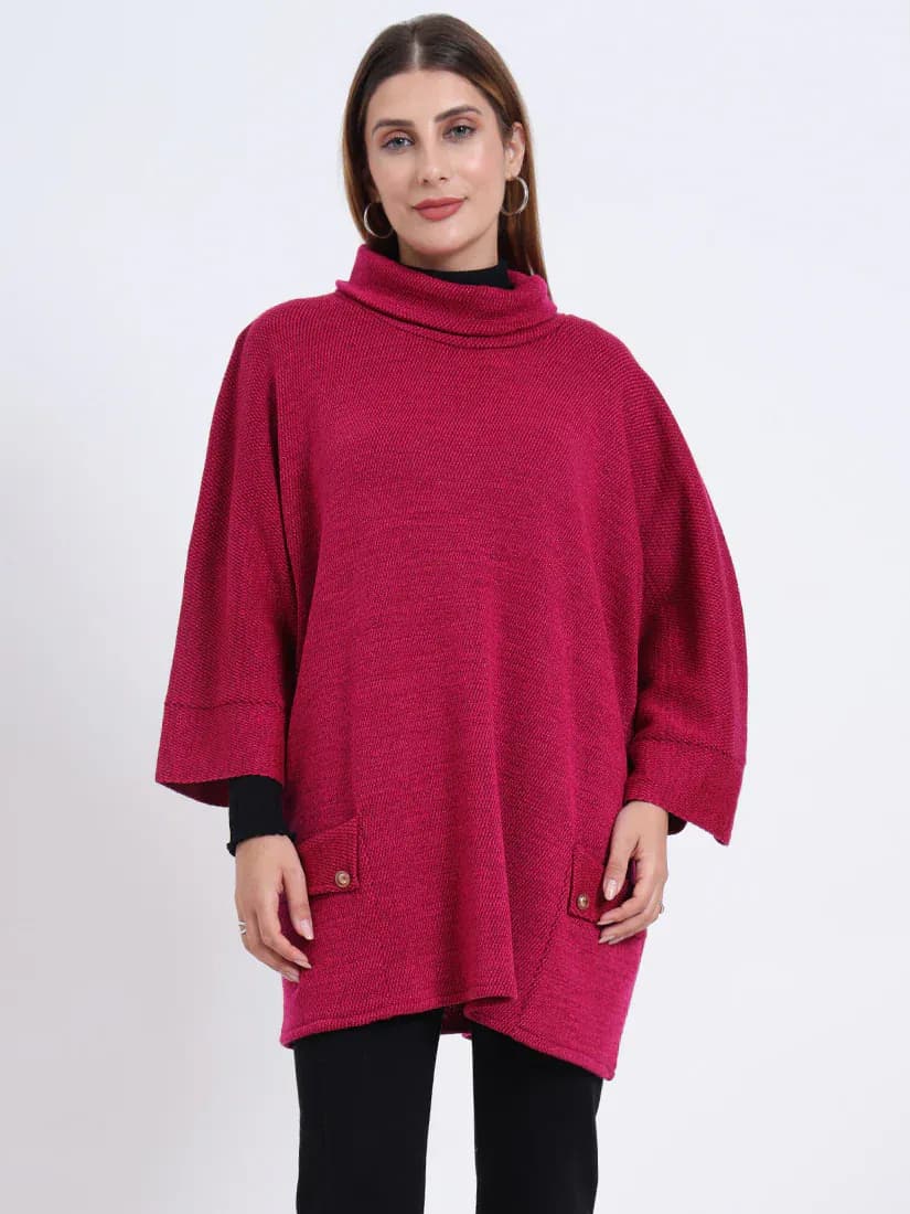 Fuchsia Crest Poncho