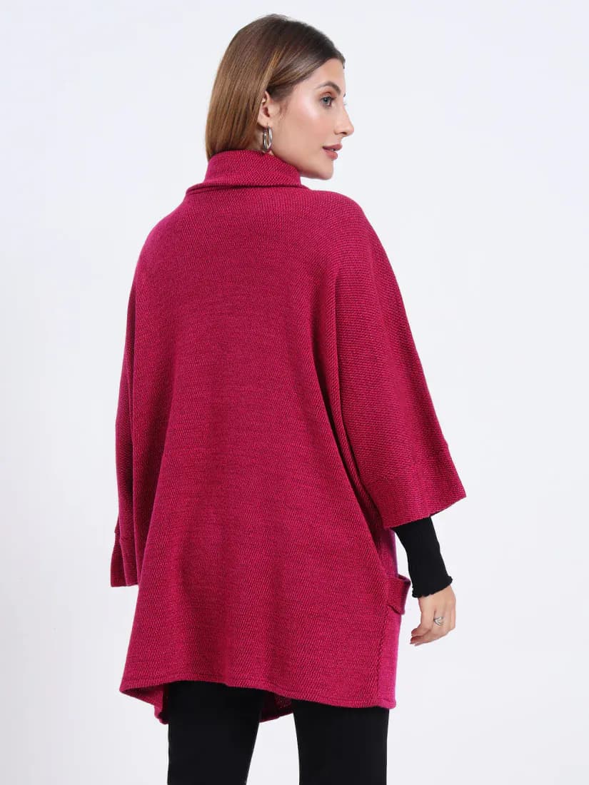 Fuchsia Crest Poncho