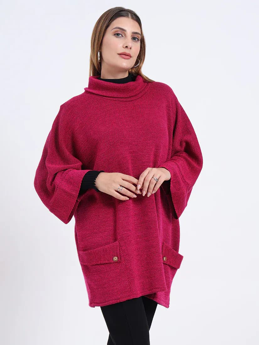 Fuchsia Crest Poncho