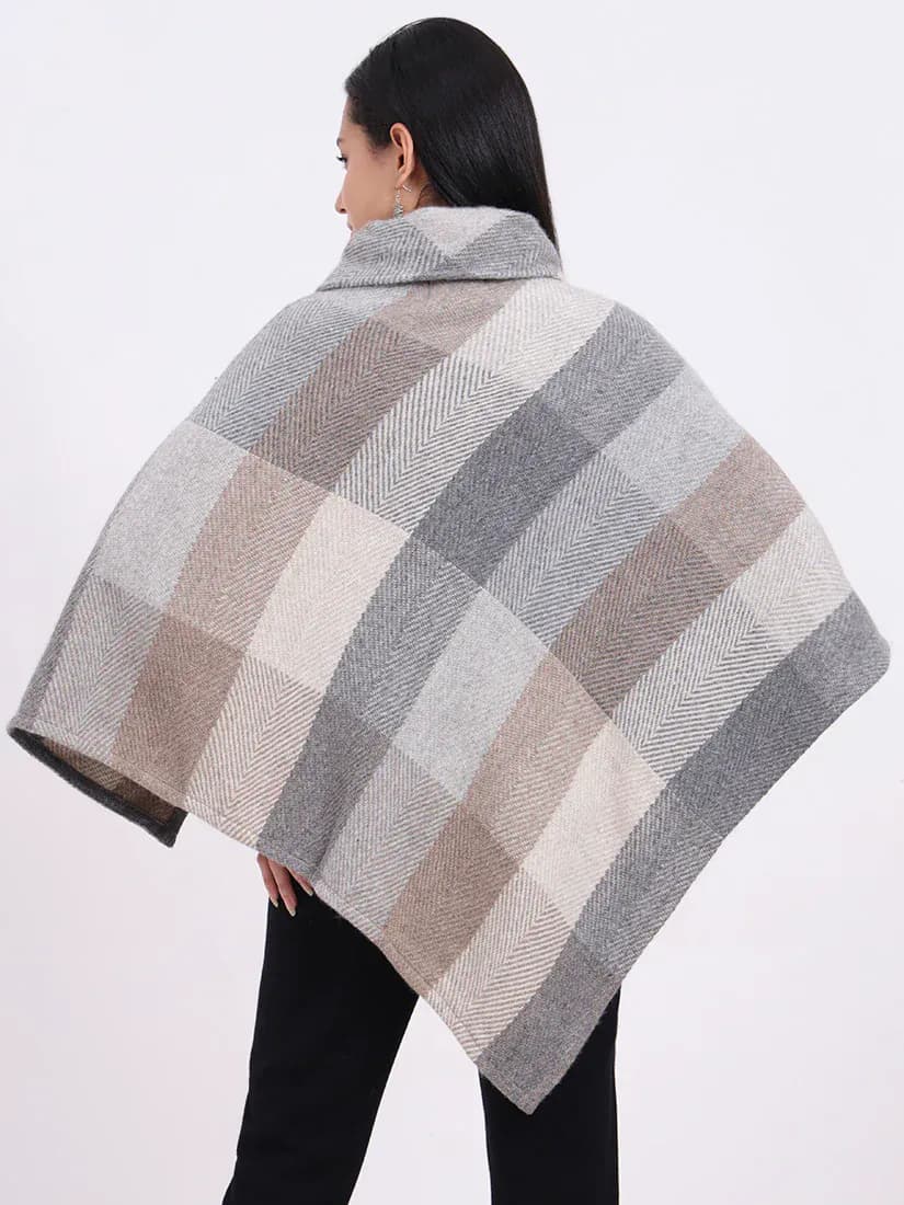 Sandstone Check Poncho