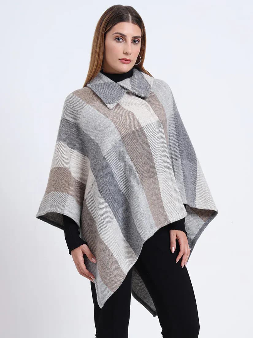 Sandstone Check Poncho