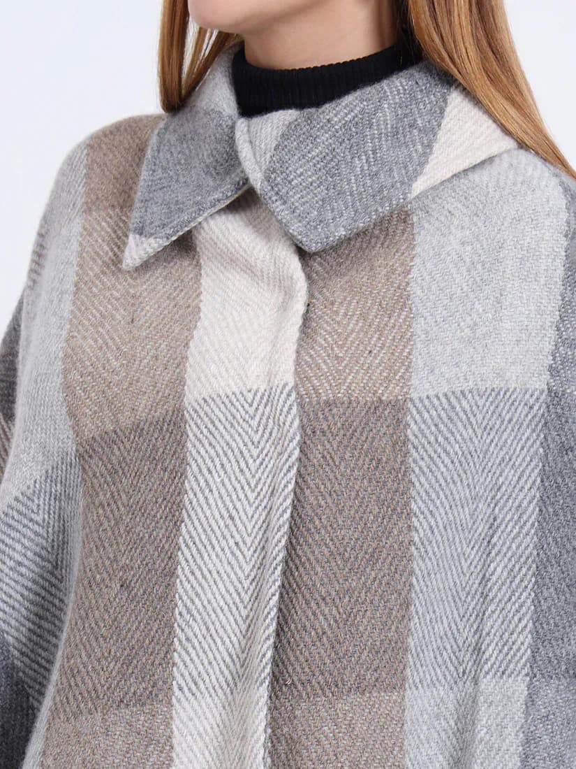 Sandstone Check Poncho