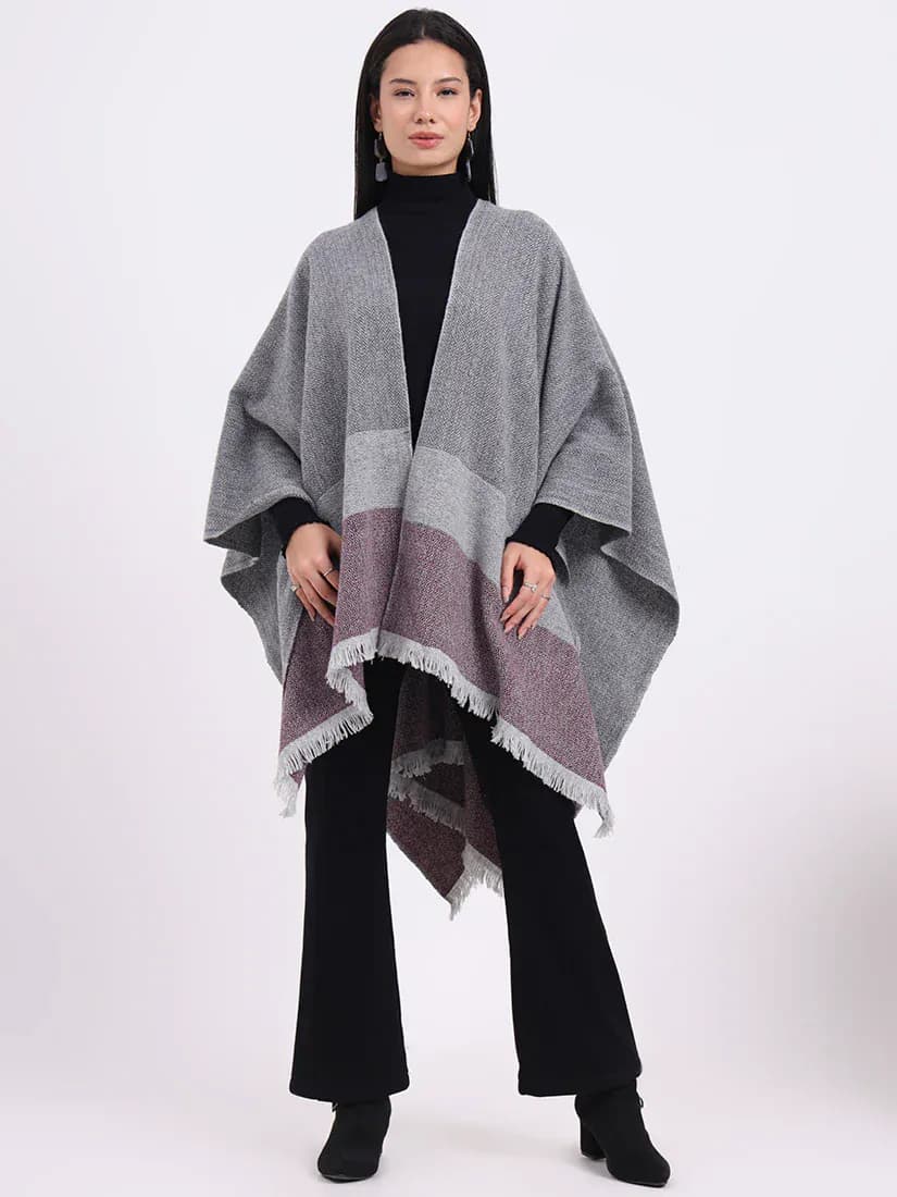 Plumwood Herringbone Handwoven Cape