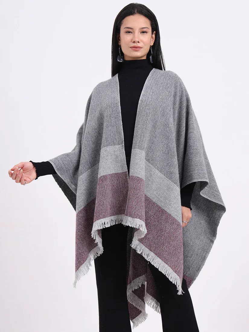 Plumwood Herringbone Handwoven Cape