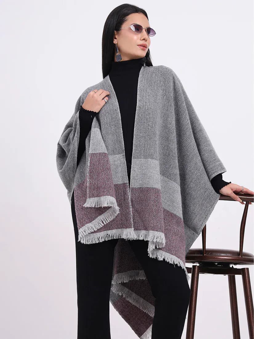 Plumwood Herringbone Handwoven Cape