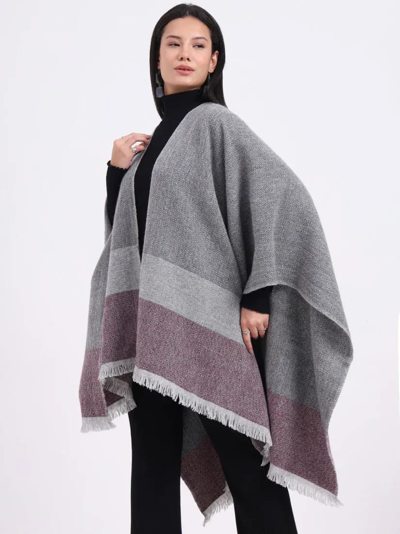 Plumwood Herringbone Handwoven Cape