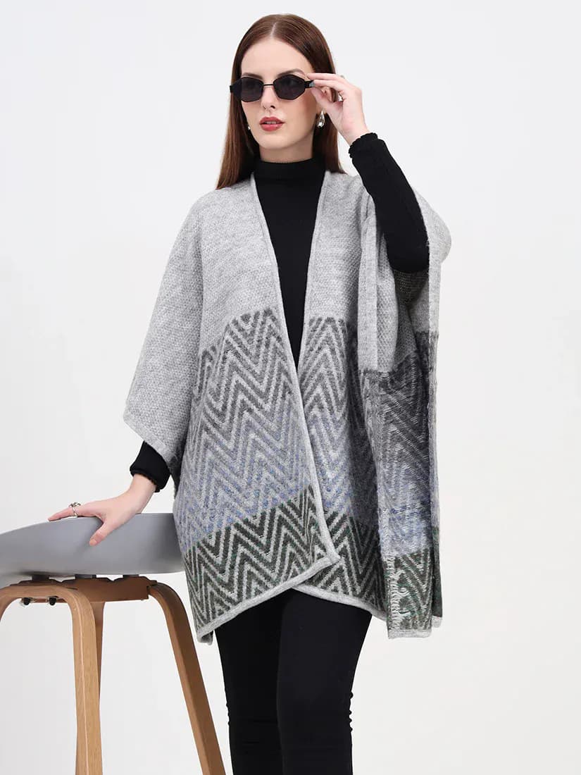 Silver Mist Chevron Cape