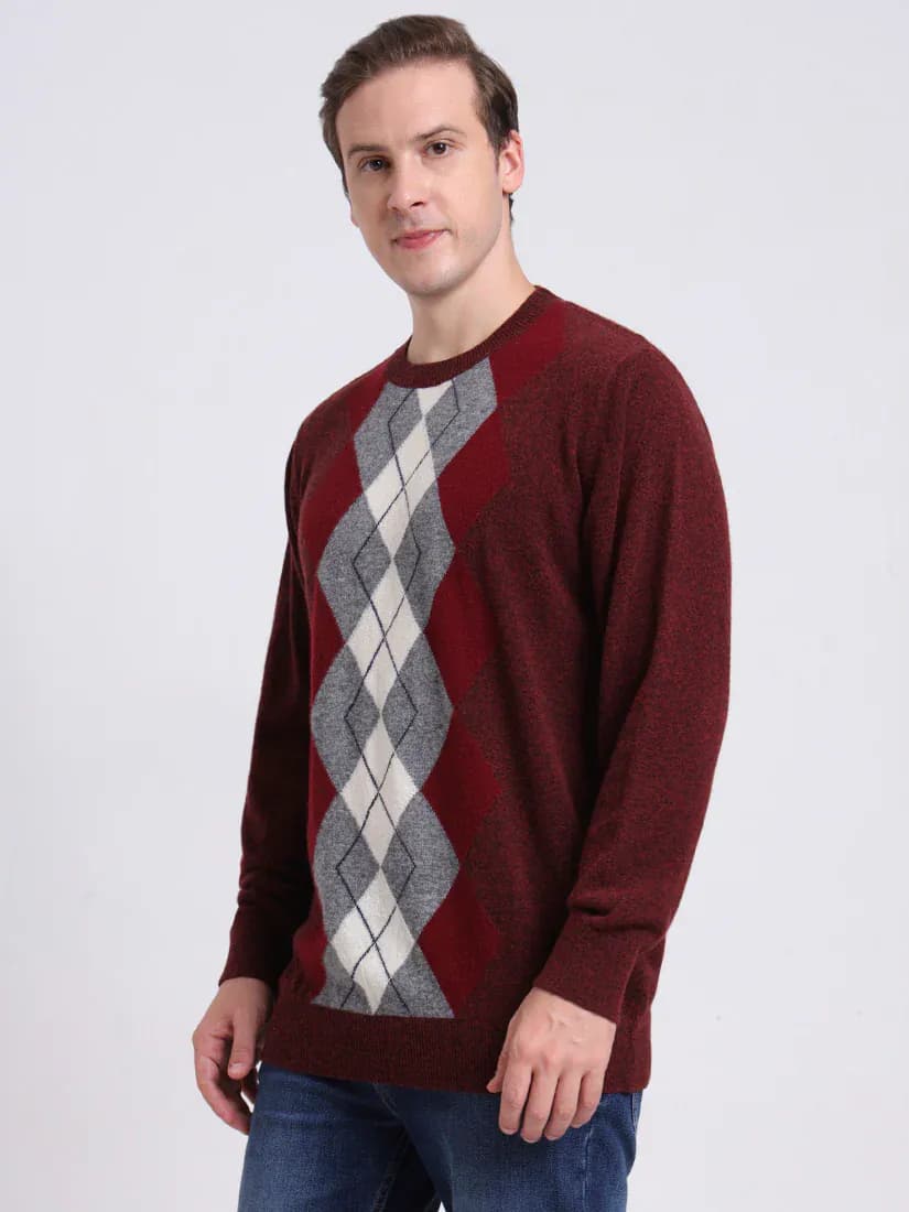  Rust Garnet Argyle Pullover