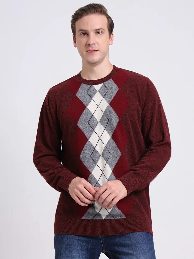  Rust Garnet Argyle Pullover