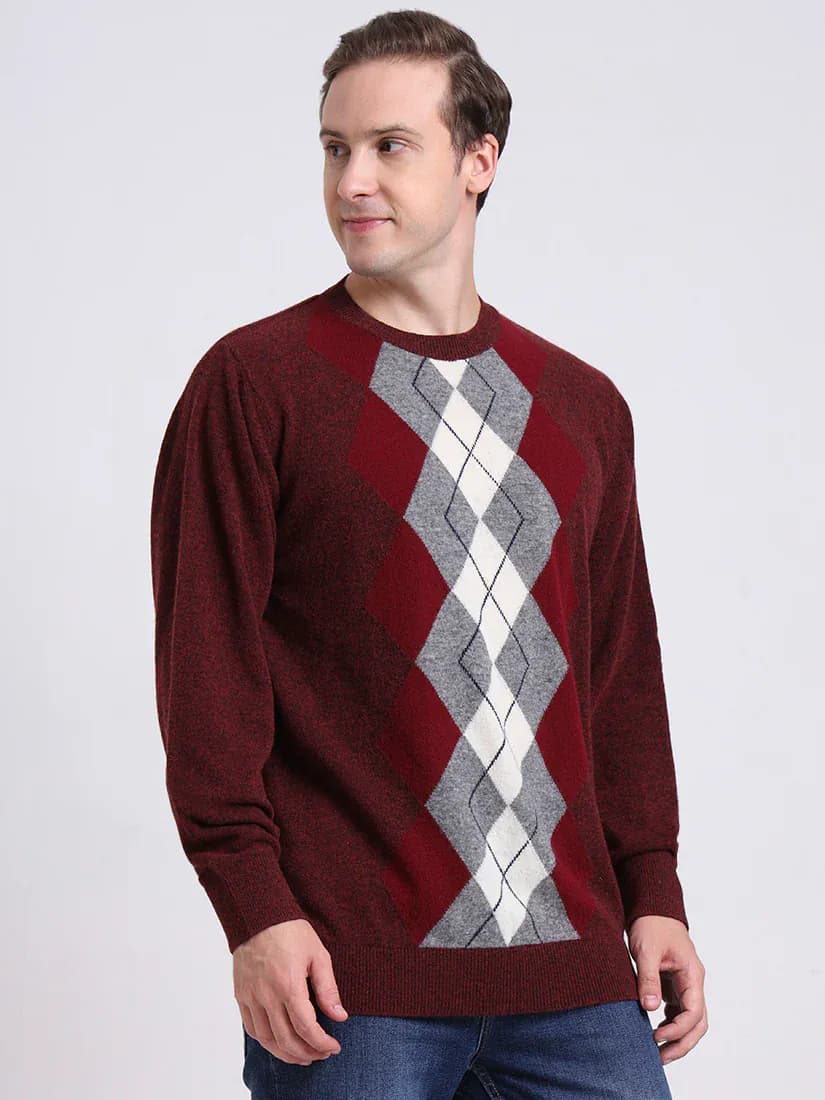  Rust Garnet Argyle Pullover