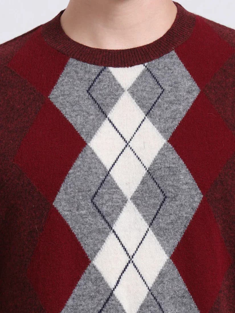  Rust Garnet Argyle Pullover