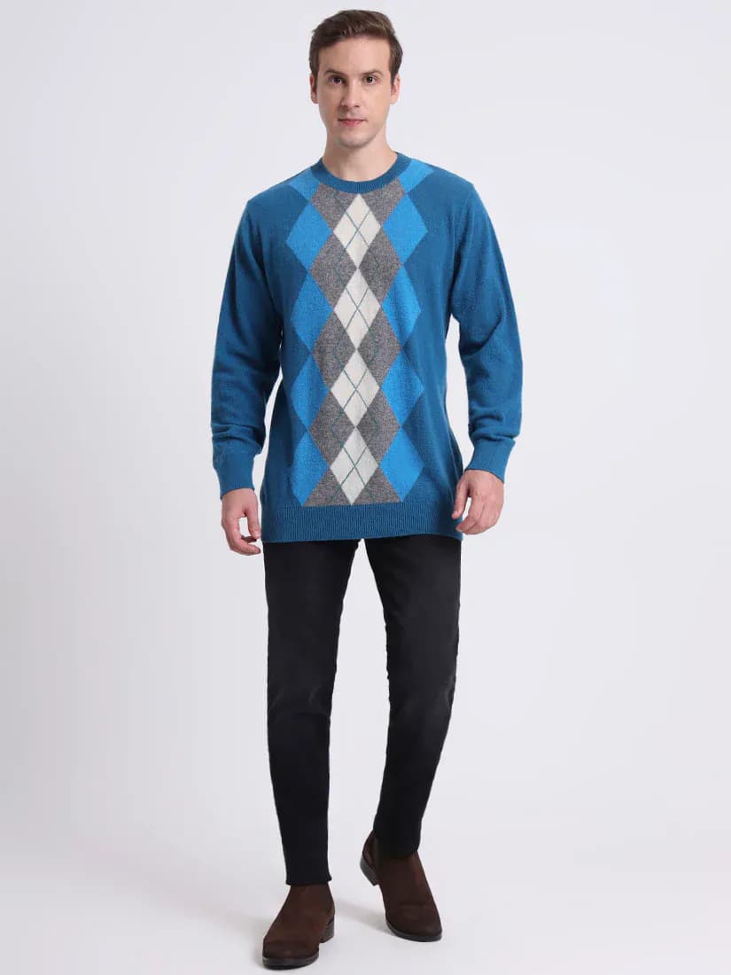  Ferozi Ember Argyle Pullover