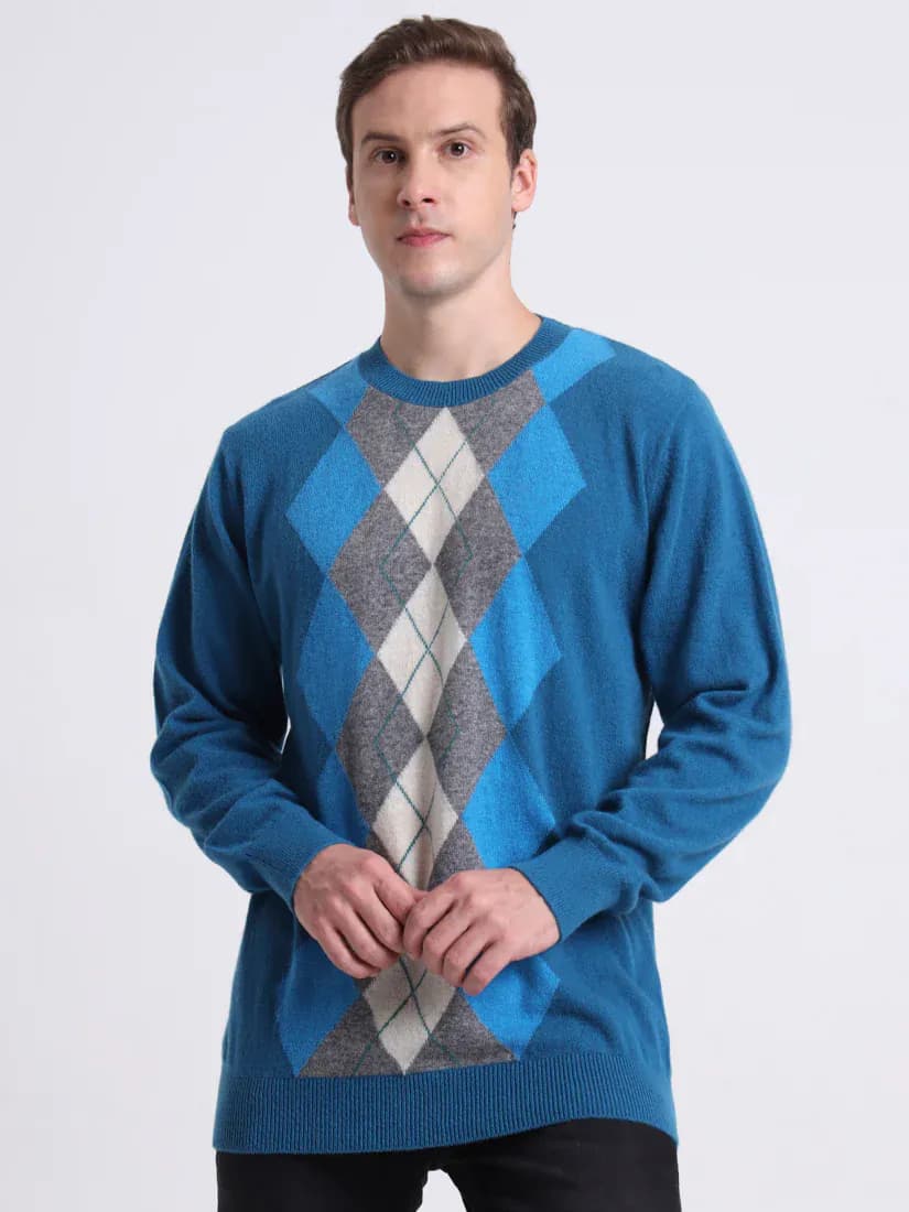  Ferozi Ember Argyle Pullover