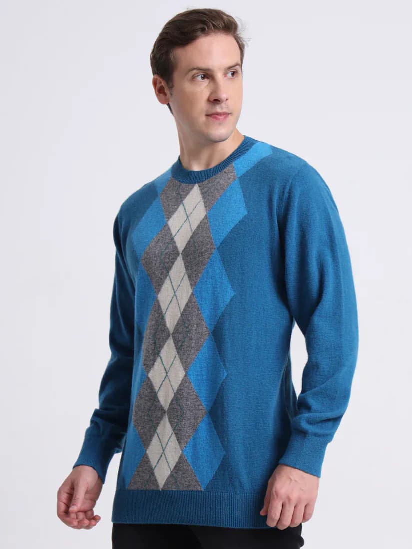  Ferozi Ember Argyle Pullover