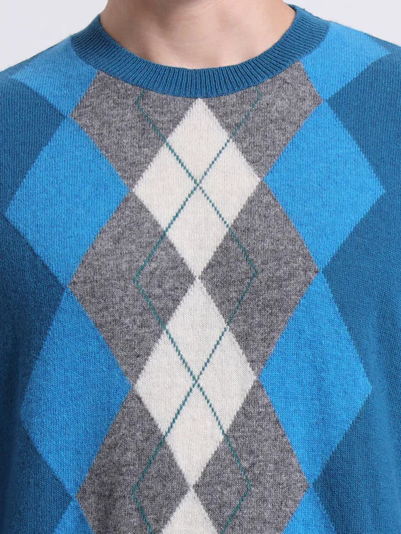  Ferozi Ember Argyle Pullover