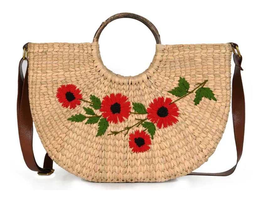 Nature Nest Shopper Handwoven Embroidered Handbag