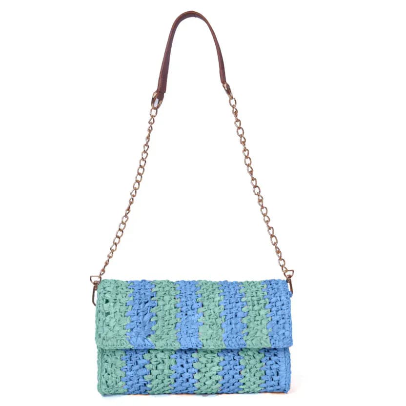 Flashy Sunset Ash Raffia Carry Clutch