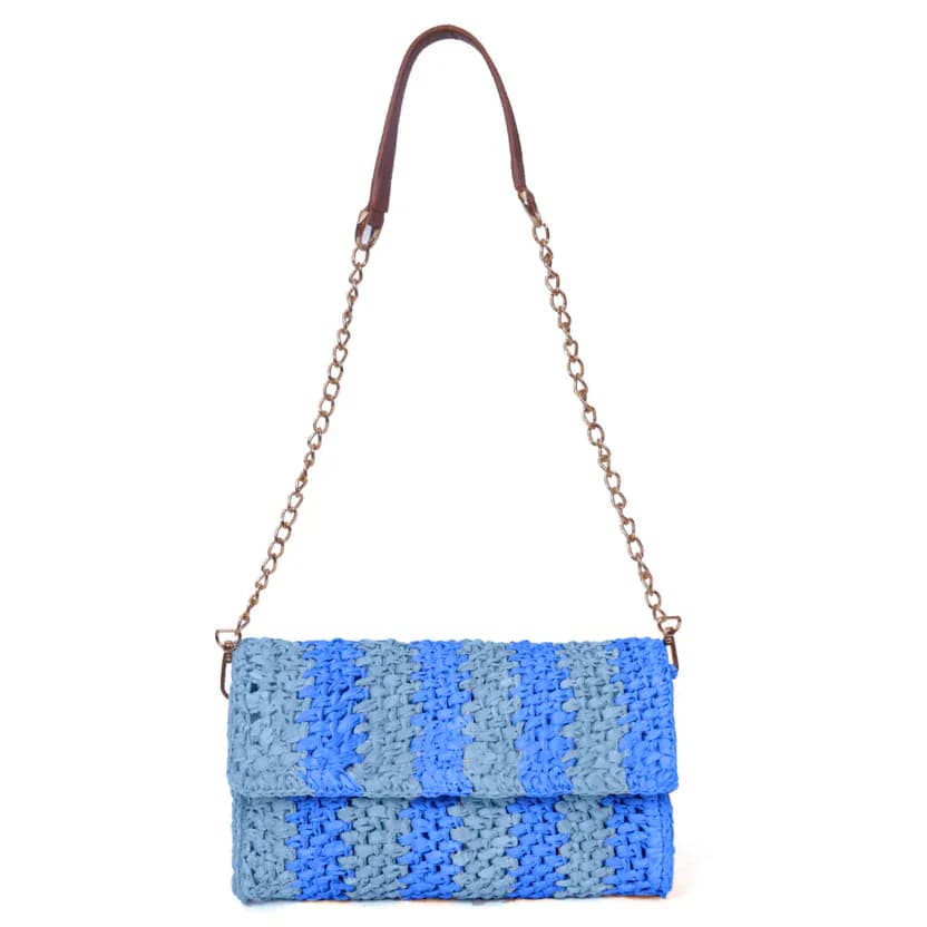 Flashy Sunset Ash Raffia Carry Clutch