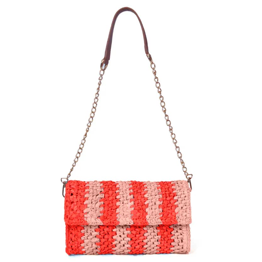 Flashy Sunset Ash Raffia Carry Clutch