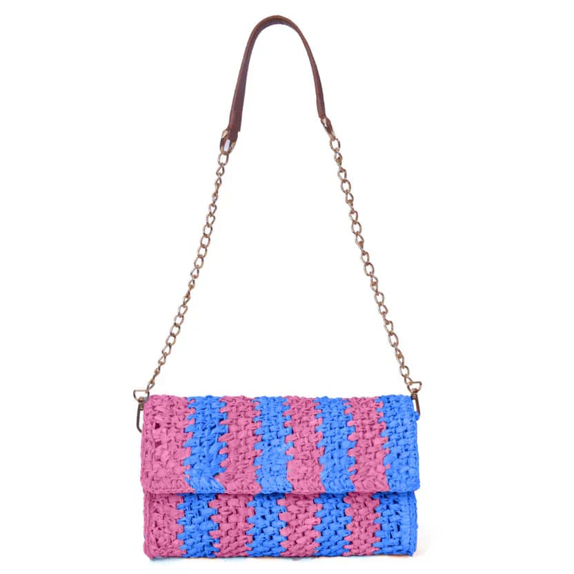 Flashy Sunset Ash Raffia Carry Clutch