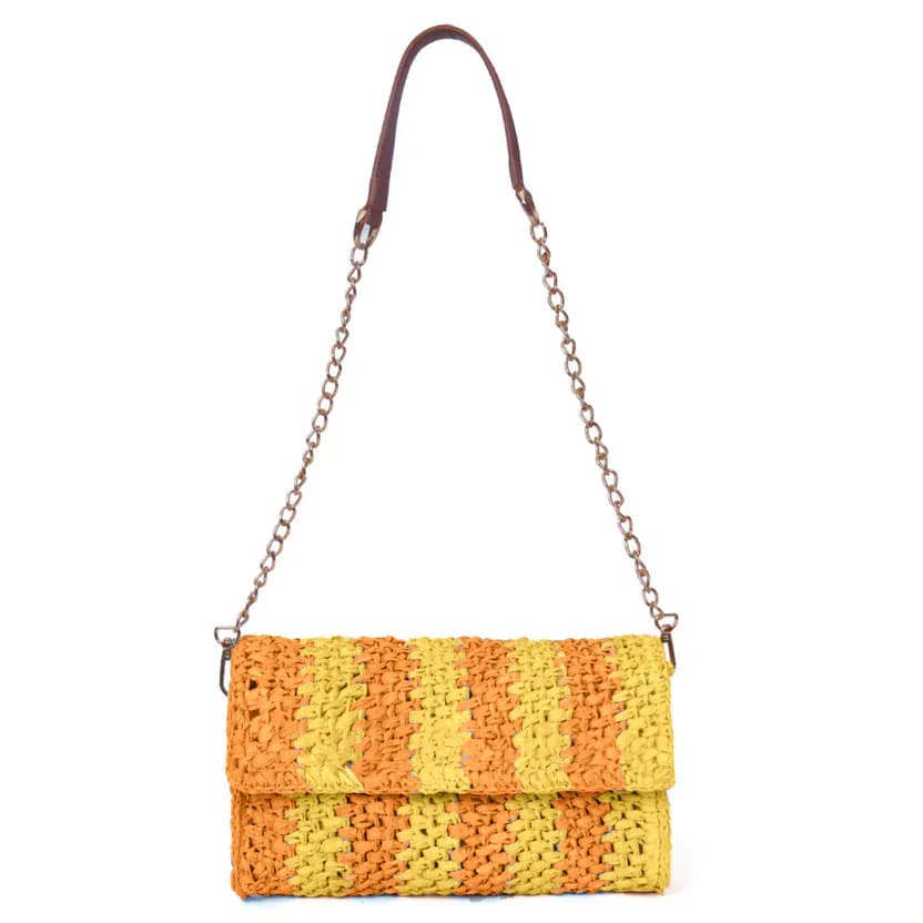 Flashy Sunset Ash Raffia Carry Clutch