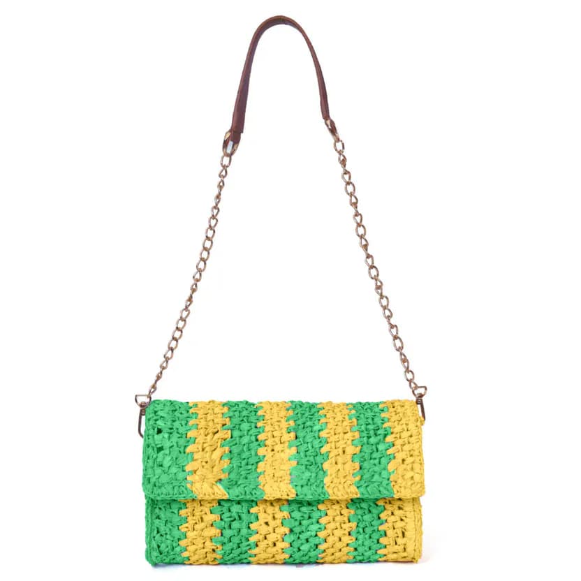 Flashy Sunset Ash Raffia Carry Clutch