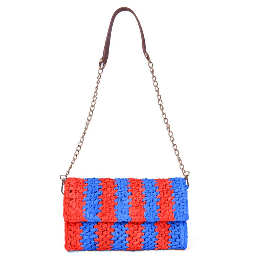 Flashy Sunset Ash Raffia Carry Clutch