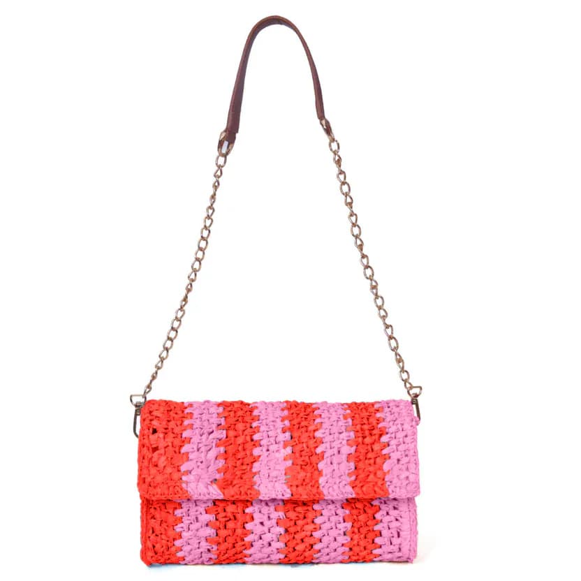 Flashy Sunset Ash Raffia Carry Clutch